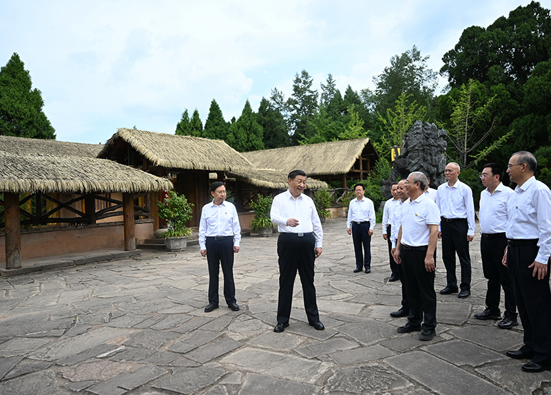 7月25日至27日，中共中央總書記、國家主席、中央軍委主席習(xí)近平在四川考察。這是25日下午，習(xí)近平在廣元市劍閣縣翠云廊考察。